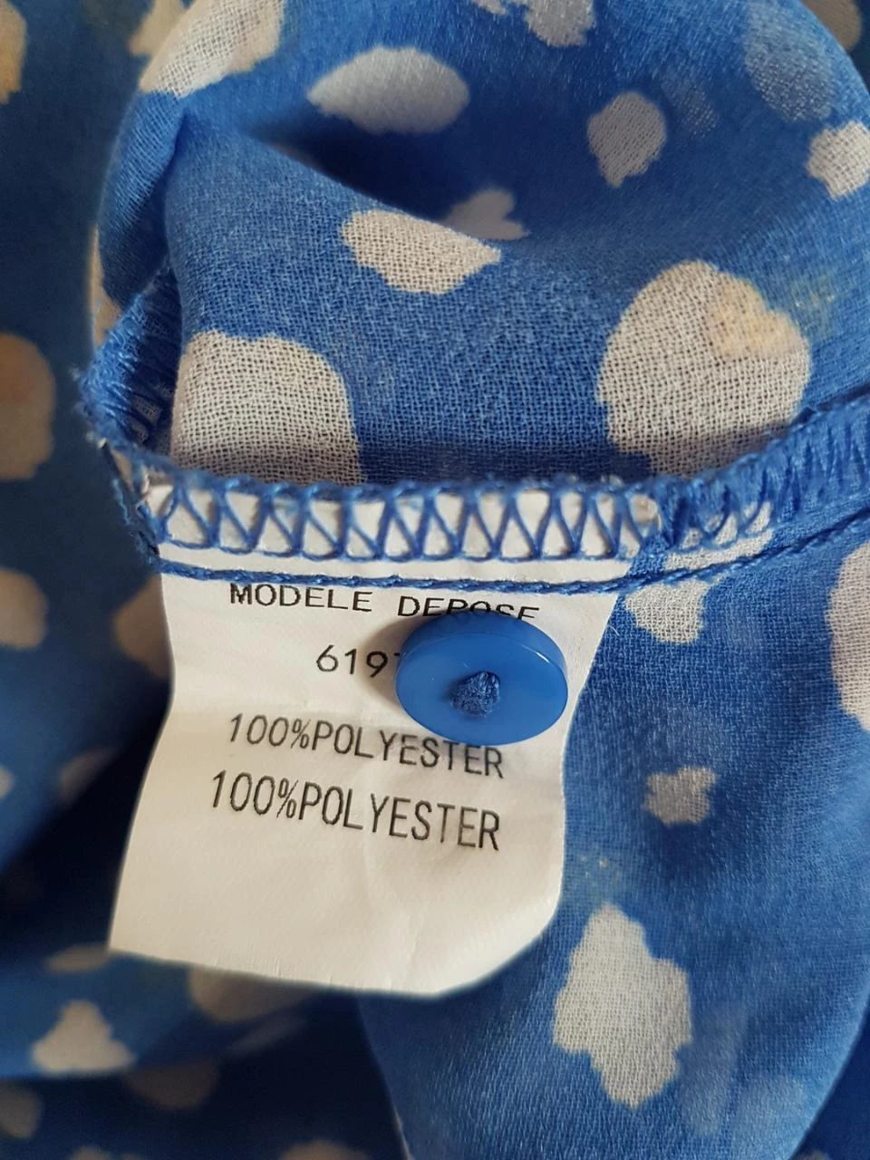 🩵Blauwe voile overhemd met witte en gouden motieven Goa T44 / T3 – photo 5
